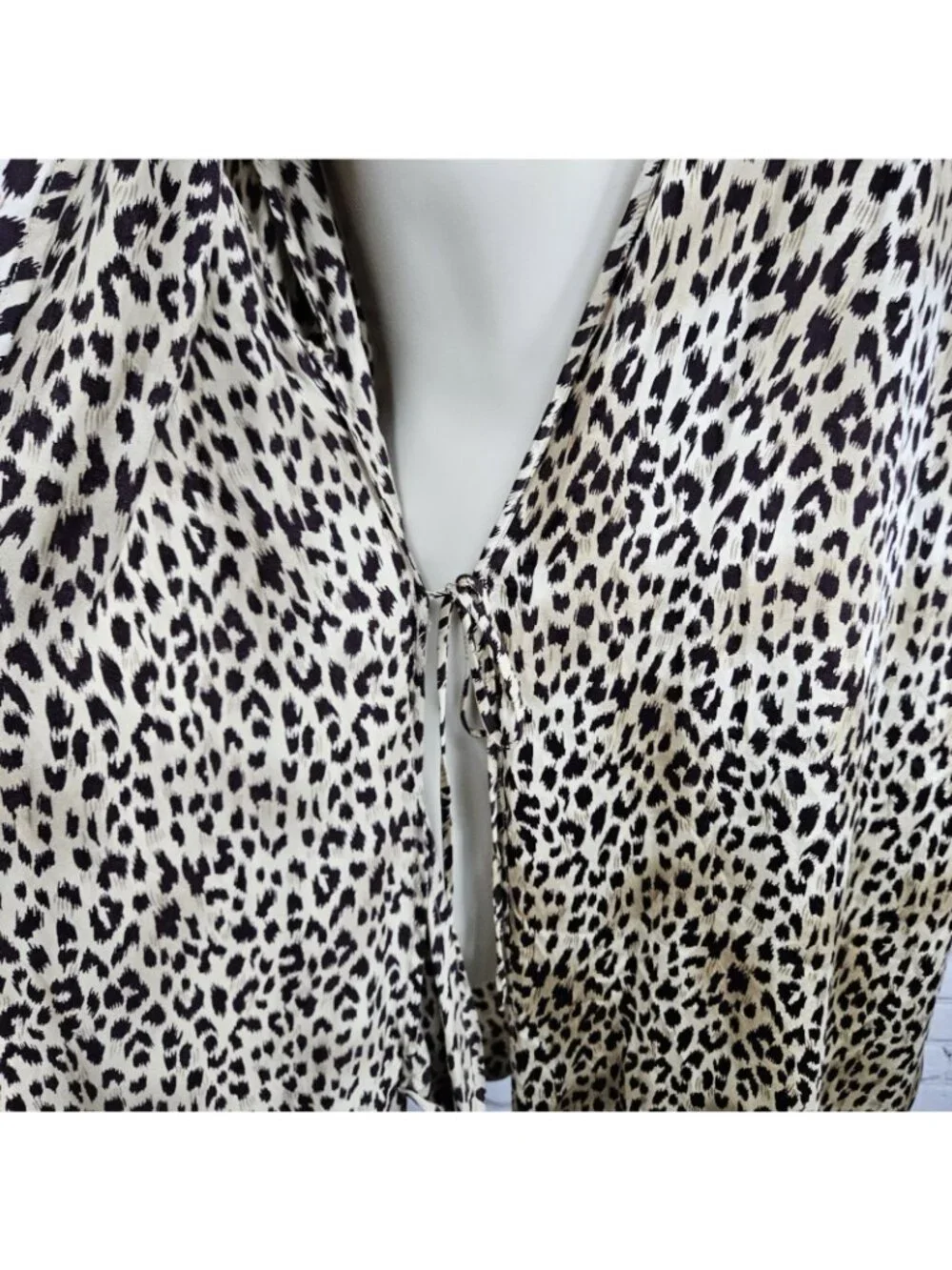Marilyn Monroe Warners Brown Silk Leopard Lace 3/4 Sleeve Pockets Short Robe P/S